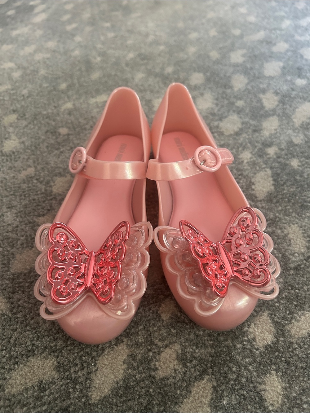 Mini Melissa Pink Jelly Mary Jane’s with butterfly